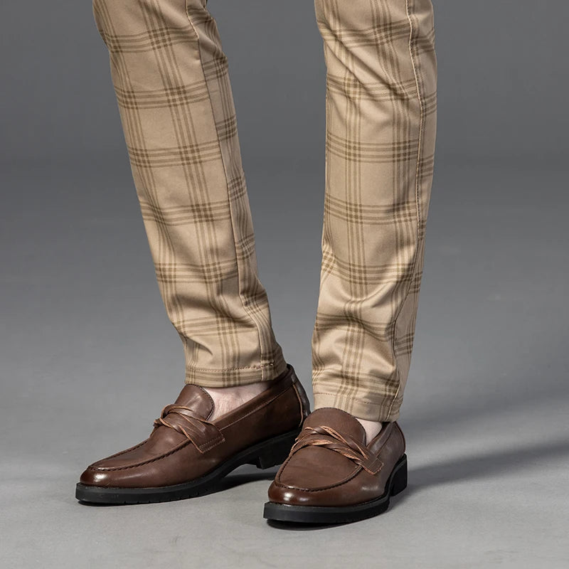 2025 Spring New Men's Plaid Casual Pants Business Fashion Slim Stretch Male Skinny Trousers Brand Clothes 7 Color