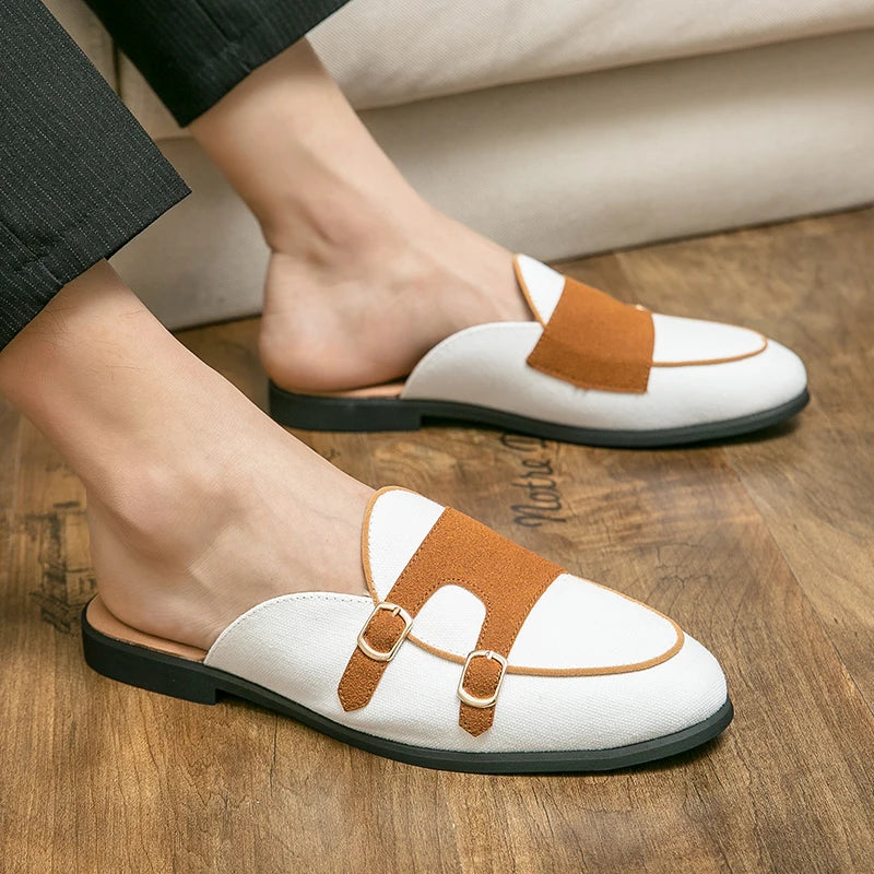 Men's Casual Mocassins Half Loafer Shoes Slippers for Men Flat Anti-Slippery Leisure Summer Fashion Mens Leather Loafers