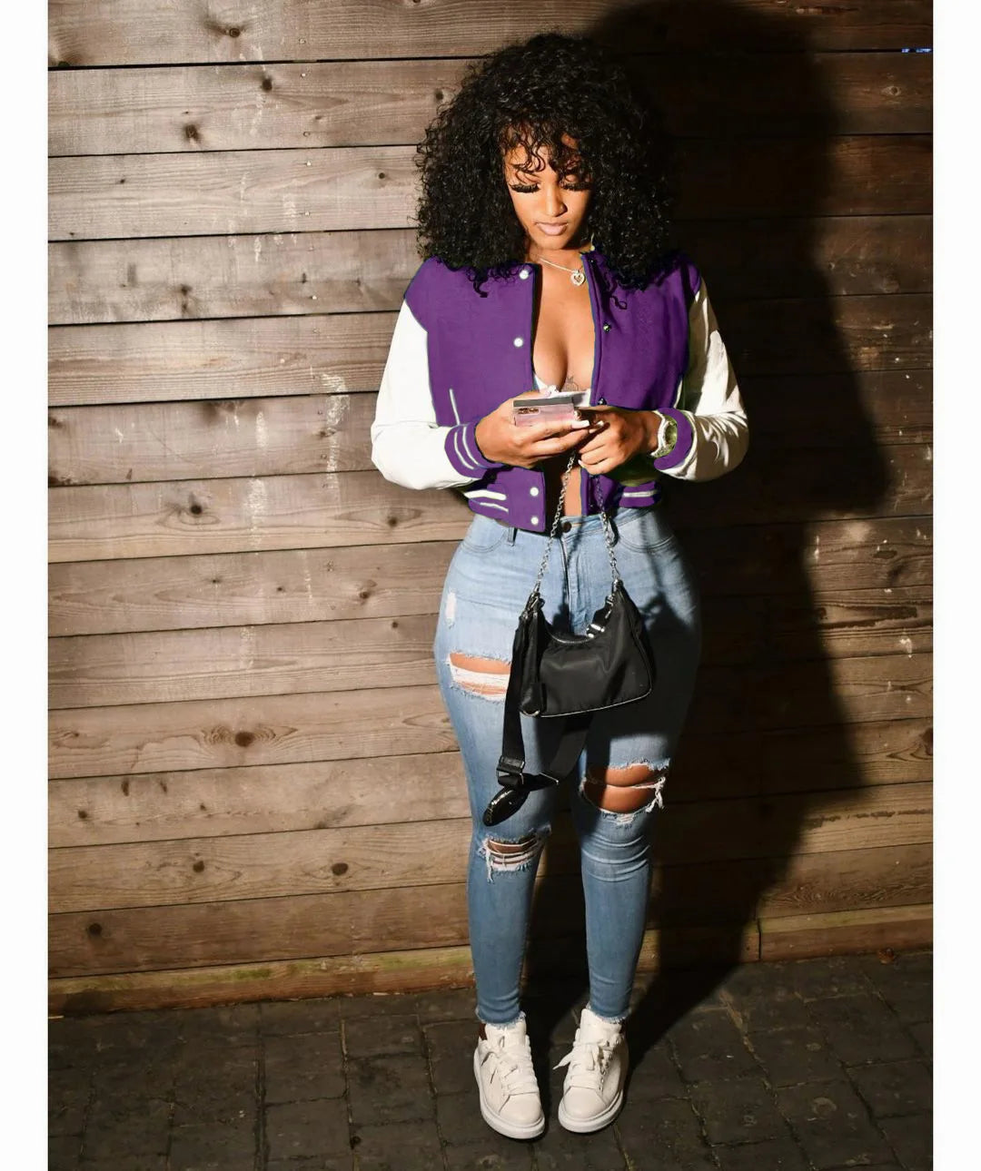 CM.YAYA 2024 Autumn Winter Patchwork Button Up Women Baseball Jackets Long Sleeve Elegant Sport Fashion Baseball Outcoat