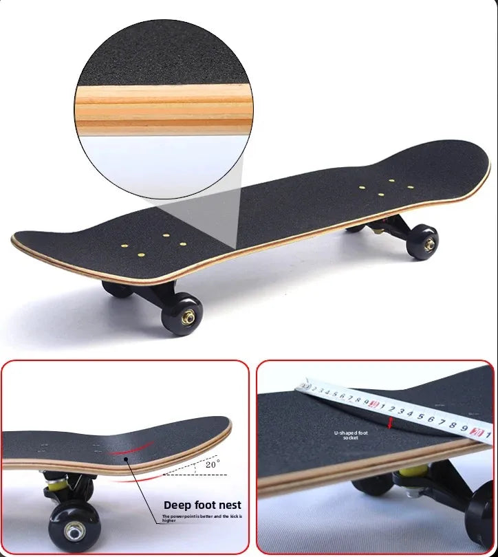 31*8Inch 7Layer Chinese Maple Complete Double Upturned Skateboard with Fashionable Pattern for Outdoor Use