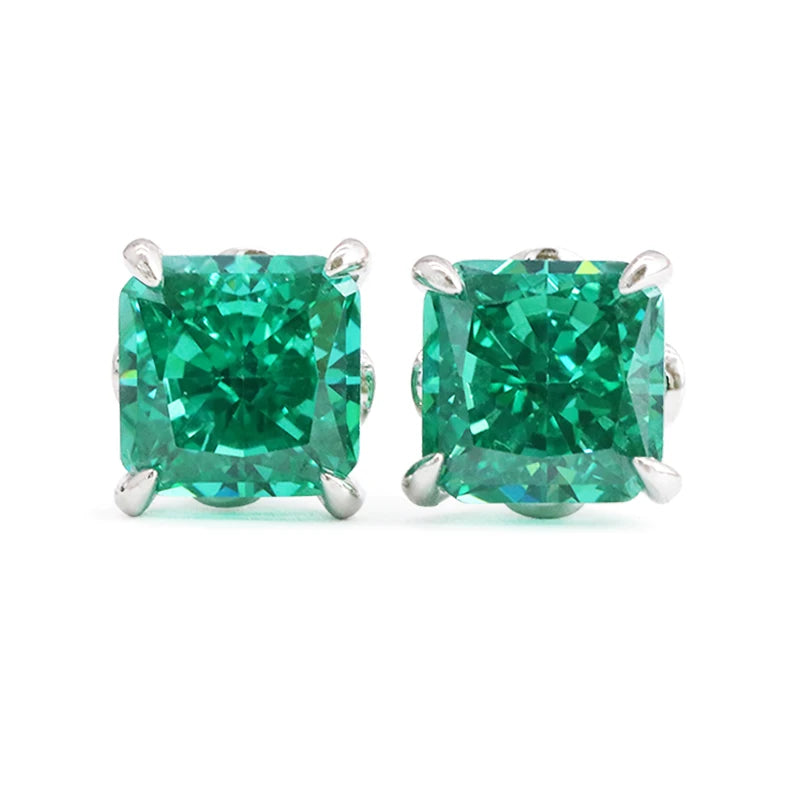 18K Gold Plated High Carbon Diamond Stud Earrings Classic Style Ice Crushed CZ Stobnes S925 Radiant for Anniversaries