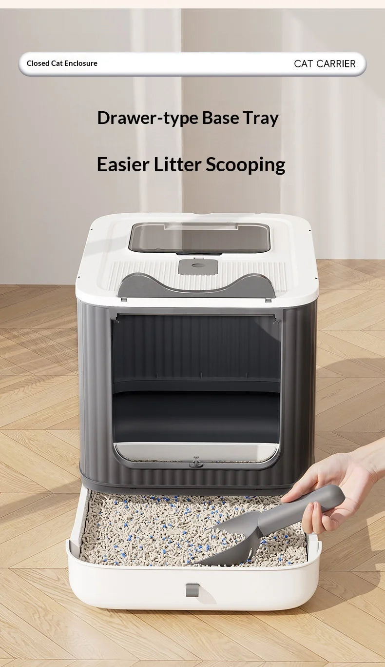 Oversized Anti-Splash Fully Enclosed Cat Litter Box Sterilization Deodorant PP Material 2200g Model YR-SHL052010 Wholesale