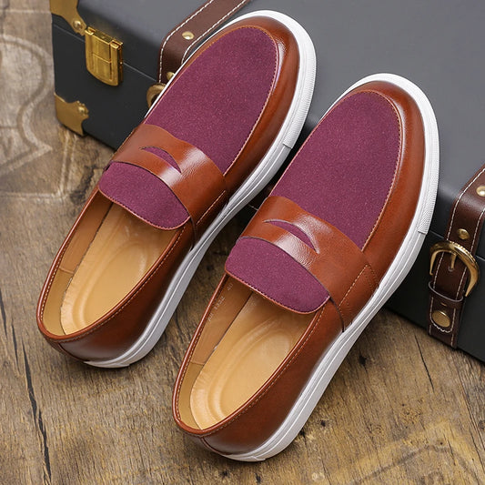 Men's Premium Faux Suede Leather Penny Loafers - Classic Slip-On Moccasin Shoes for Casual & Formal Wear