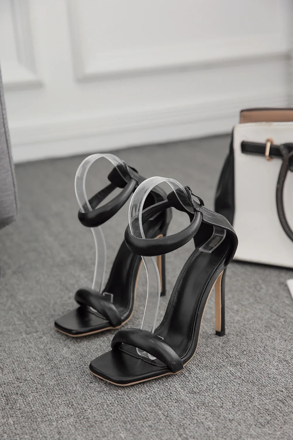 2022 Silver Gold Peep Toe High Heel Women Sandals Sexy Buckle Strap Ankle-wrap Breathable Club Stripper Shoes Summer Autumn