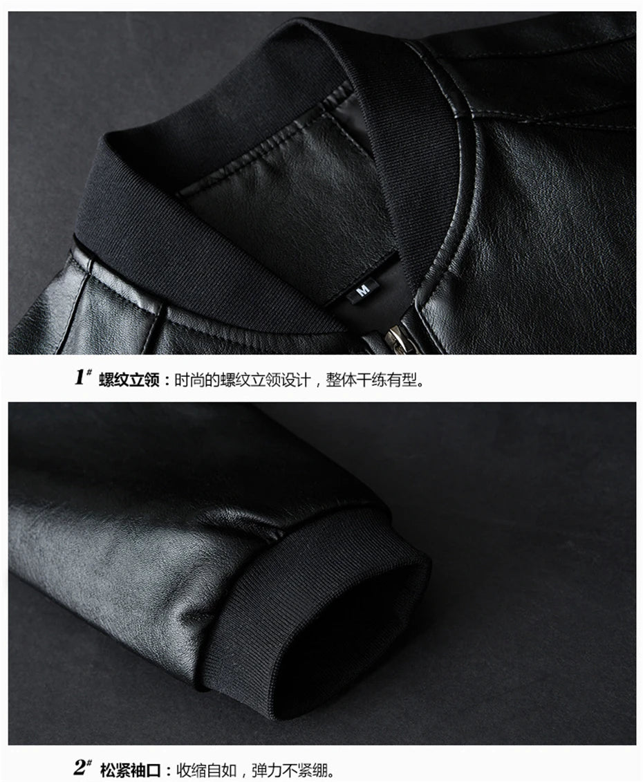 Leather Jacket Bomber Motorcycle Jacket Men Biker PU Baseball Jacket Plus Size 7XL 2020 Fashion Causal Jaqueta Masculino J410