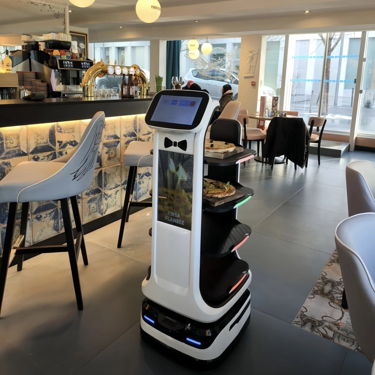 food delivery robot Commercial Human Autonomous Intelligence Artificial Public Welcome Smart Mobile Service Robot