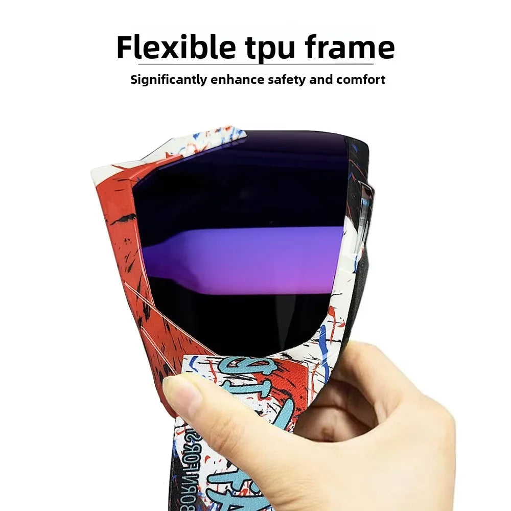 Full Frame PC Rimless Cycling Goggles for Motorcycle & Ski Use Windproof Breathable UV Protection CE Certified Day/Night Use