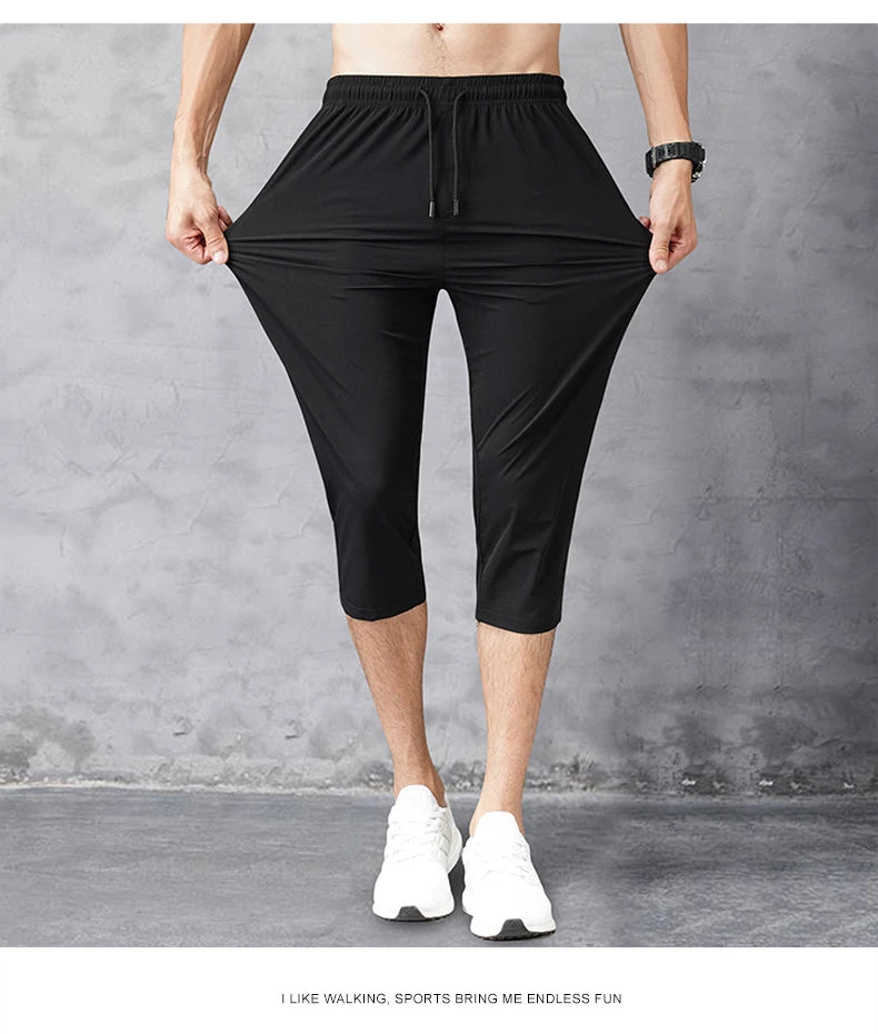 Male Bermuda Board Quick Drying Beach Black Men's Long Shorts Men's Shorts Summer Breeches 2025 Thin Nylon 3/4 Length Trousers