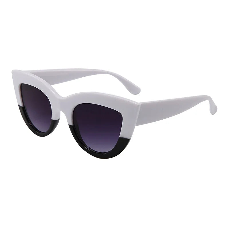 SHAUNA Retro Cat Eye Sunglasses Women UV400 Metal Hinge Fashion Gradient Mirror