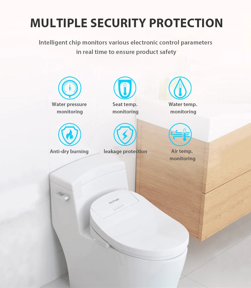 EcoFresh Smart toilet seat  Electric Bidet cover intelligent bidet heat clean dry Massage care for child woman the old