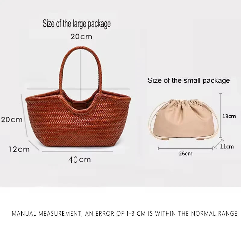 2026 Luxury Braided Leather Shoulder Bags  Real Cow Leather Weave Tote Bag Large Capacity Handbag Women Bag for Women