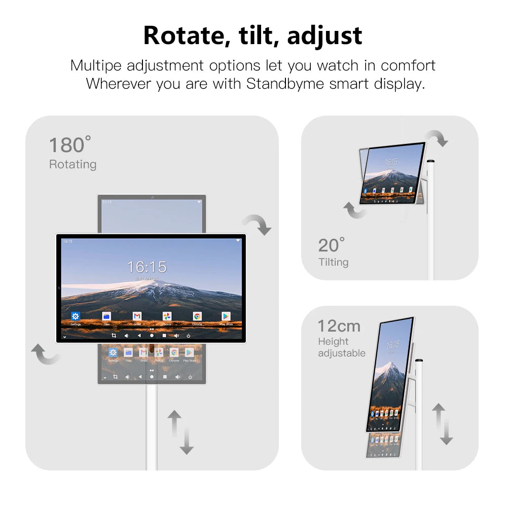 24 Inch 128GB 13MP Camera  Rolling Tablet TV  Remote Control Tutorials Home Gym Workout Android Portable Smart TV