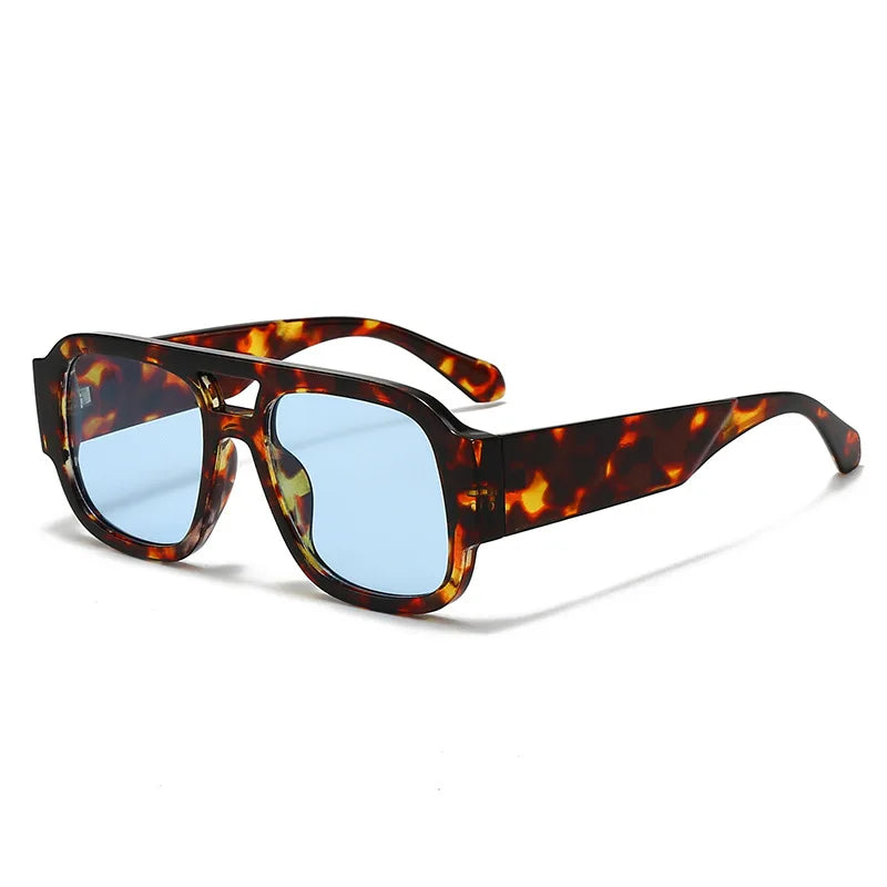 2025 New Outdoor Sports Sunscreen Personalized Fashion Leisure Double Bridge Men's Women's Universal Square Sunglasses