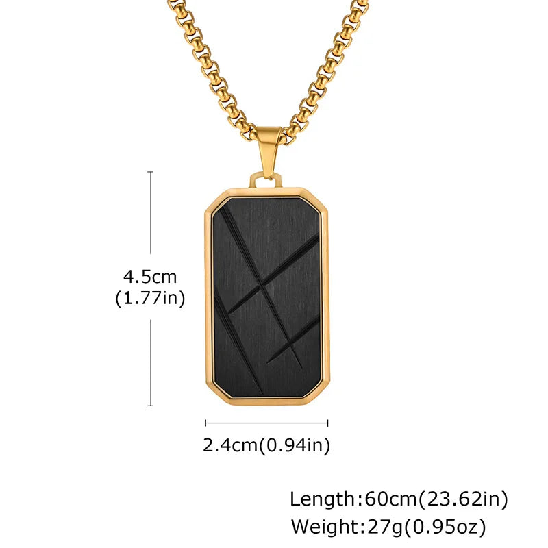 Chrome Titanium Steel Geometric Stainless Steel Surface with Sand and Edge Texture Cut Pendant Necklace for Men Heart Jewelry