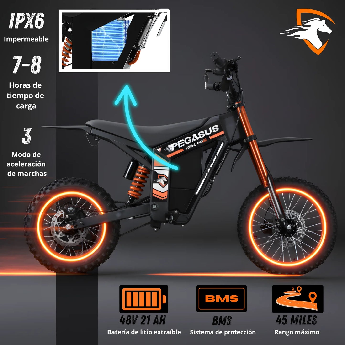 2000W Brushless Electric Dirt Bike 48V Lithium Battery Off-Road Motorcycle up to 60km/h