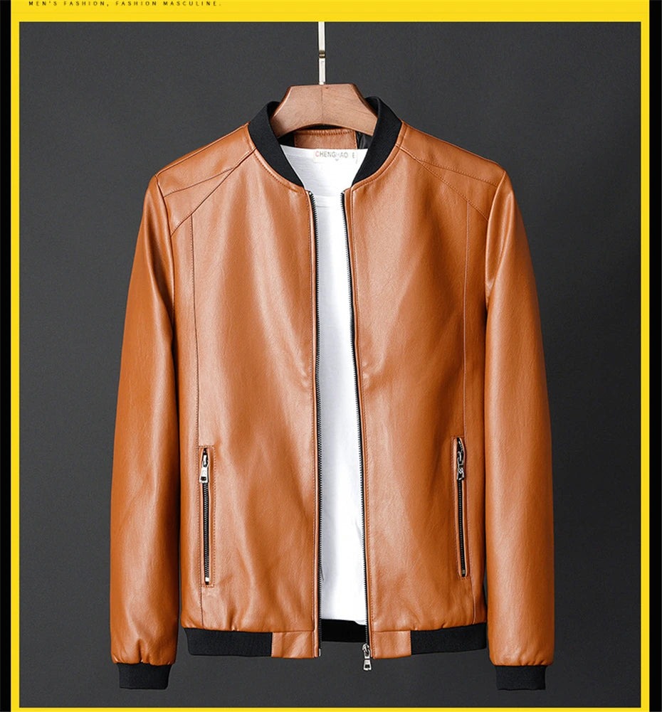 Leather Jacket Bomber Motorcycle Jacket Men Biker PU Baseball Jacket Plus Size 7XL 2020 Fashion Causal Jaqueta Masculino J410