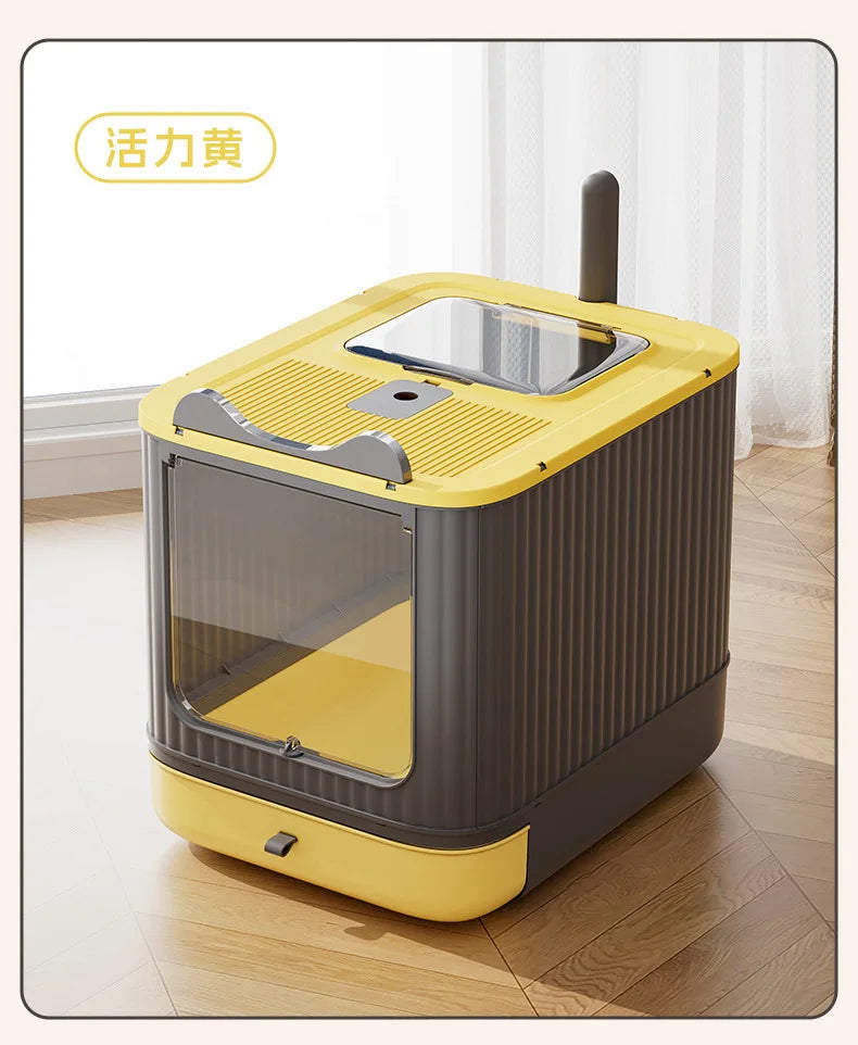 Oversized Anti-Splash Fully Enclosed Cat Litter Box Sterilization Deodorant PP Material 2200g Model YR-SHL052010 Wholesale