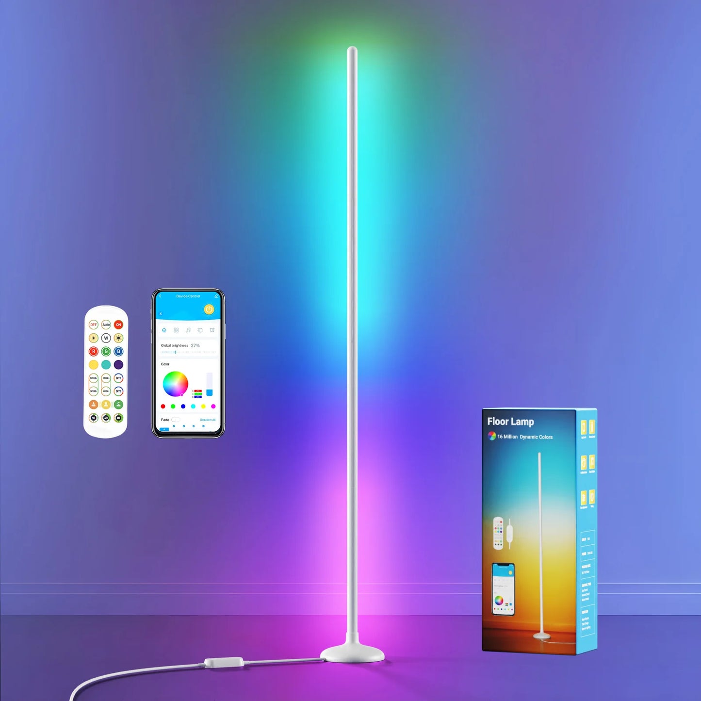 RGBIC Built-in with Segmented Splicing, 5V Low Voltage 16W Energy-Saving, Design for Modern Home Floor Ambient Lighting