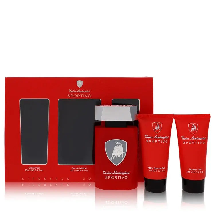 UD2 Tonino Lamborghini Sportivo Gift Set for Men 4.2 oz Eau De Toilette Spray 3.4 oz Shower Gel 3.4 oz Shave Balm