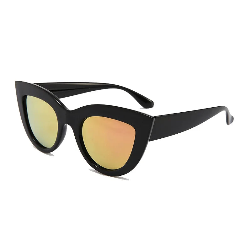 SHAUNA Retro Cat Eye Sunglasses Women UV400 Metal Hinge Fashion Gradient Mirror