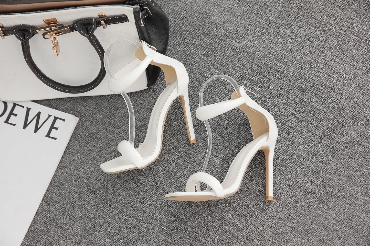 2022 Silver Gold Peep Toe High Heel Women Sandals Sexy Buckle Strap Ankle-wrap Breathable Club Stripper Shoes Summer Autumn