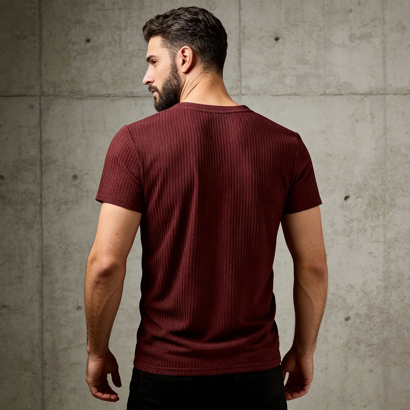 Men's T-shirt, Niche Design Knitted V-neck Short-sleeved T-shirt, Elastic and Comfortable Men's Clothing, Supplier