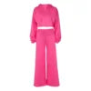 Women Casual Loose Sports 2 Piece Sweatpants Set Long Sleeves Zipper Hoodie and Wide Leg Pants Matching Set