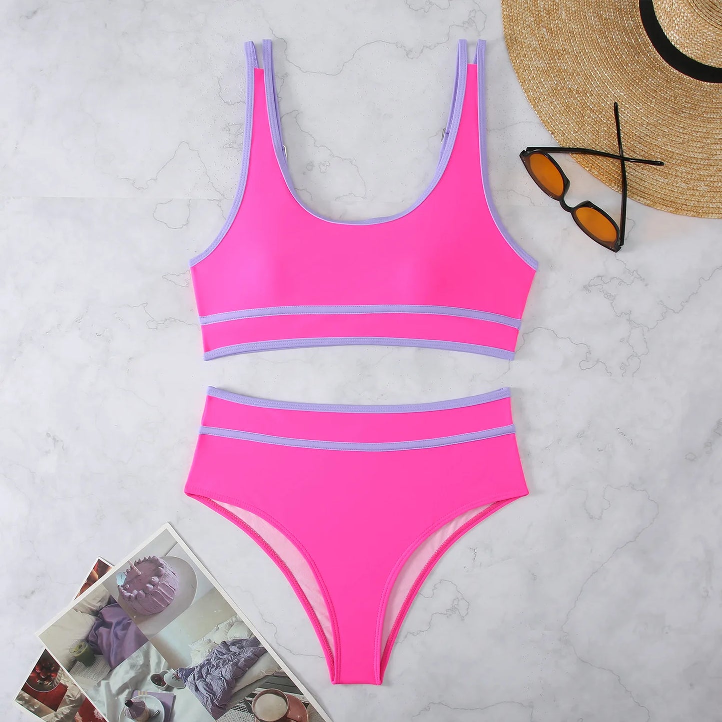 Large Quantity in Stock Perfect Quality Polyamide High-waisted 2 PCS Sets Bikinis and Swimsuits