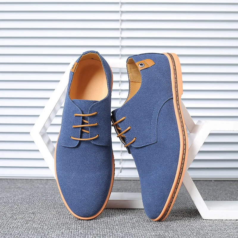 2022 Spring Suede Leather Men Shoes Oxford Casual Shoes Classic Sneakers Comfortable Footwear Dress Shoes Large Size Flats