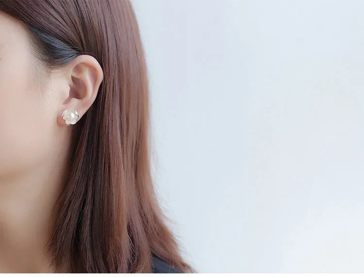 New Hot Fashion 925 Sterling Silver Clover Pearl Earrings for Women Girls Gift Fashion Statement Jewelry