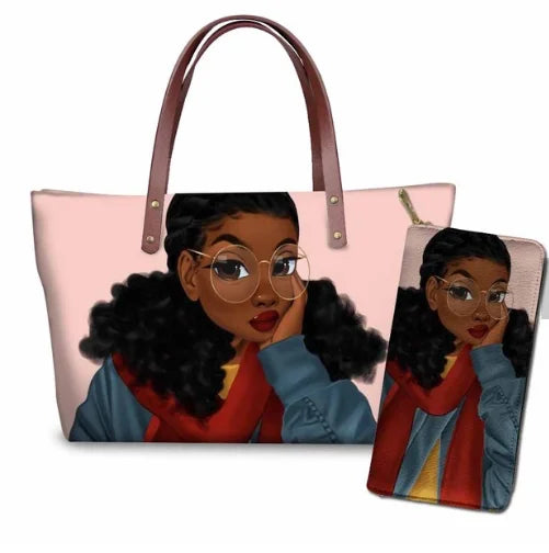 Top Seller Cheap Price Customize Design 2 Pcs Set African Print Women Shoulder Bag Handbag Fancy Beach Handbags for Women Luxury