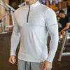 Compression T-shirts Men Fitness WearCustom Long Sleeve Zip Gym Workout Clothing