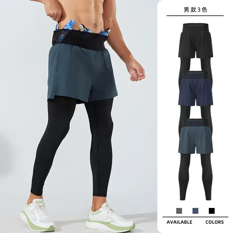 Custom Men's Breathable Quick Dry Gym Leggings Elastic Waist Compression Tights for Fitness Running Training Workout Solid