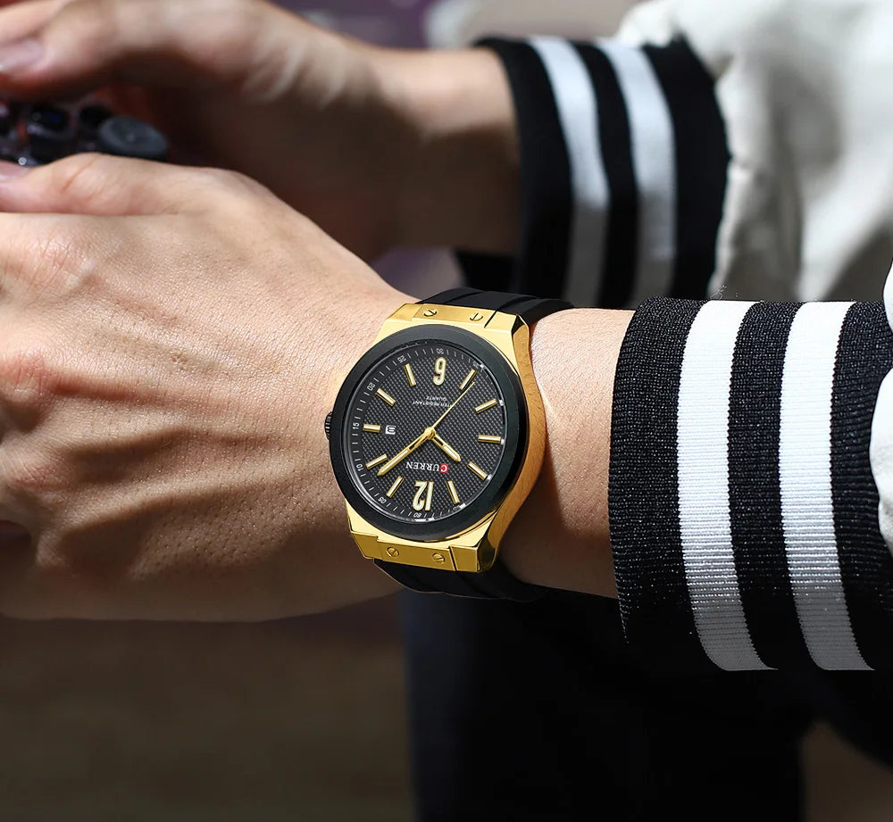 CURREN 8467 Male Luminous Night Light Japan Quartz Men Fashion Watch Waterproof Wristwatches Sports Silicone Strap Durable Clock