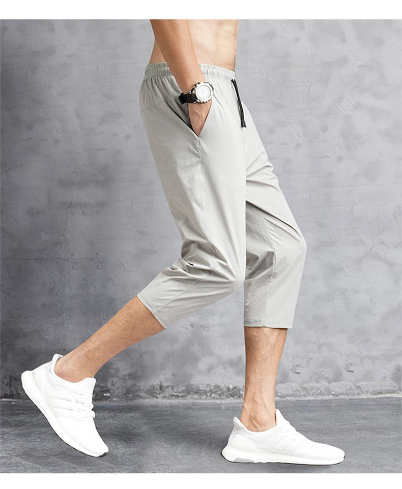 Male Bermuda Board Quick Drying Beach Black Men's Long Shorts Men's Shorts Summer Breeches 2025 Thin Nylon 3/4 Length Trousers