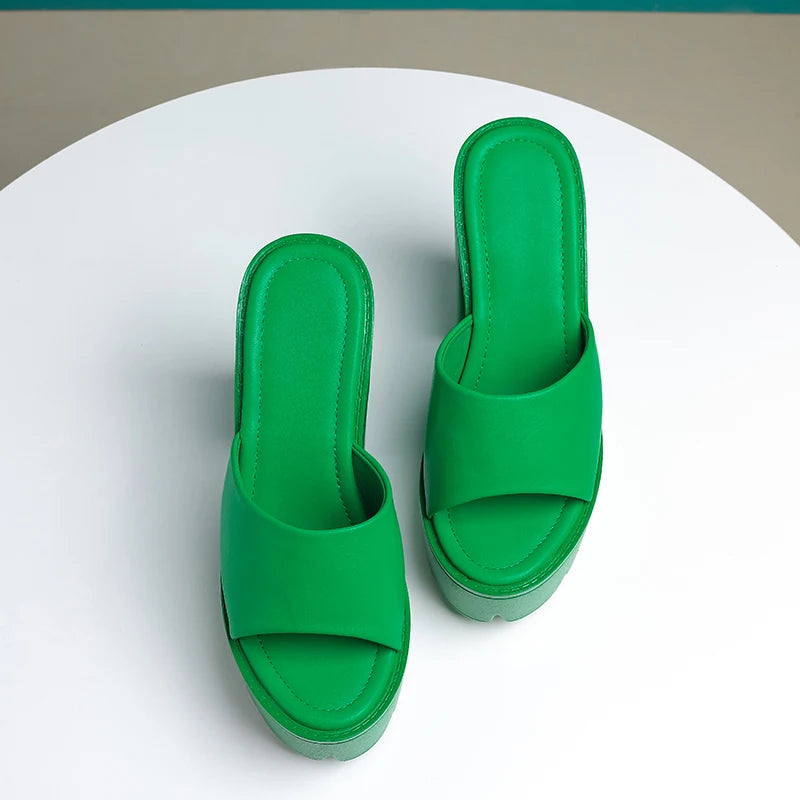 New Chaussures Femme Platform Shoes Luxury Fashion Thick High Heels Summer Mules Party Designer Sexy Slippers for Women