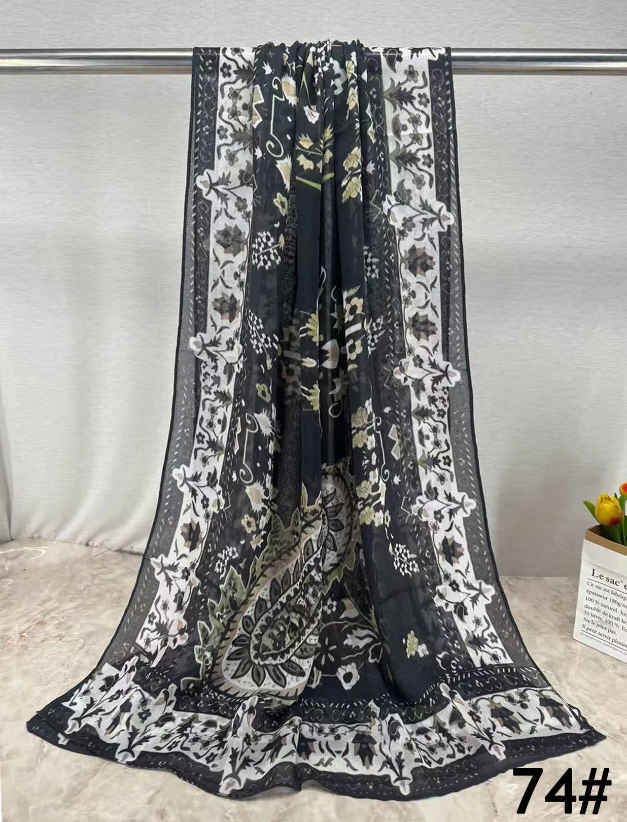 Soft Breathable Modal Hijab for Muslim Women New Digital Printed Woven Scarf Cotton Modal for Autumn