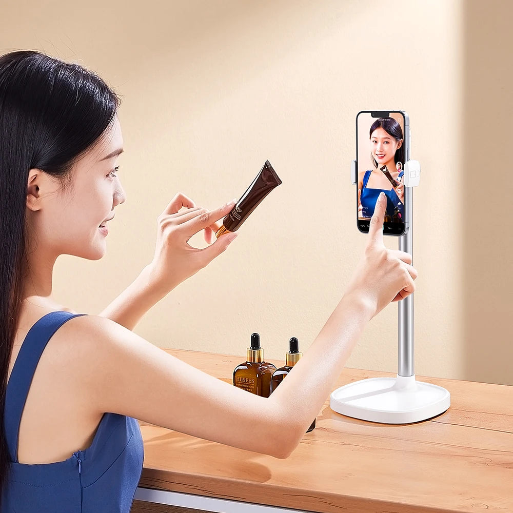 OULAIKE X66 Cell Phone Stand Mount for Desk Adjustable Height Angle Phone Holder 360 Degree Rotating Desktop Phone Stand