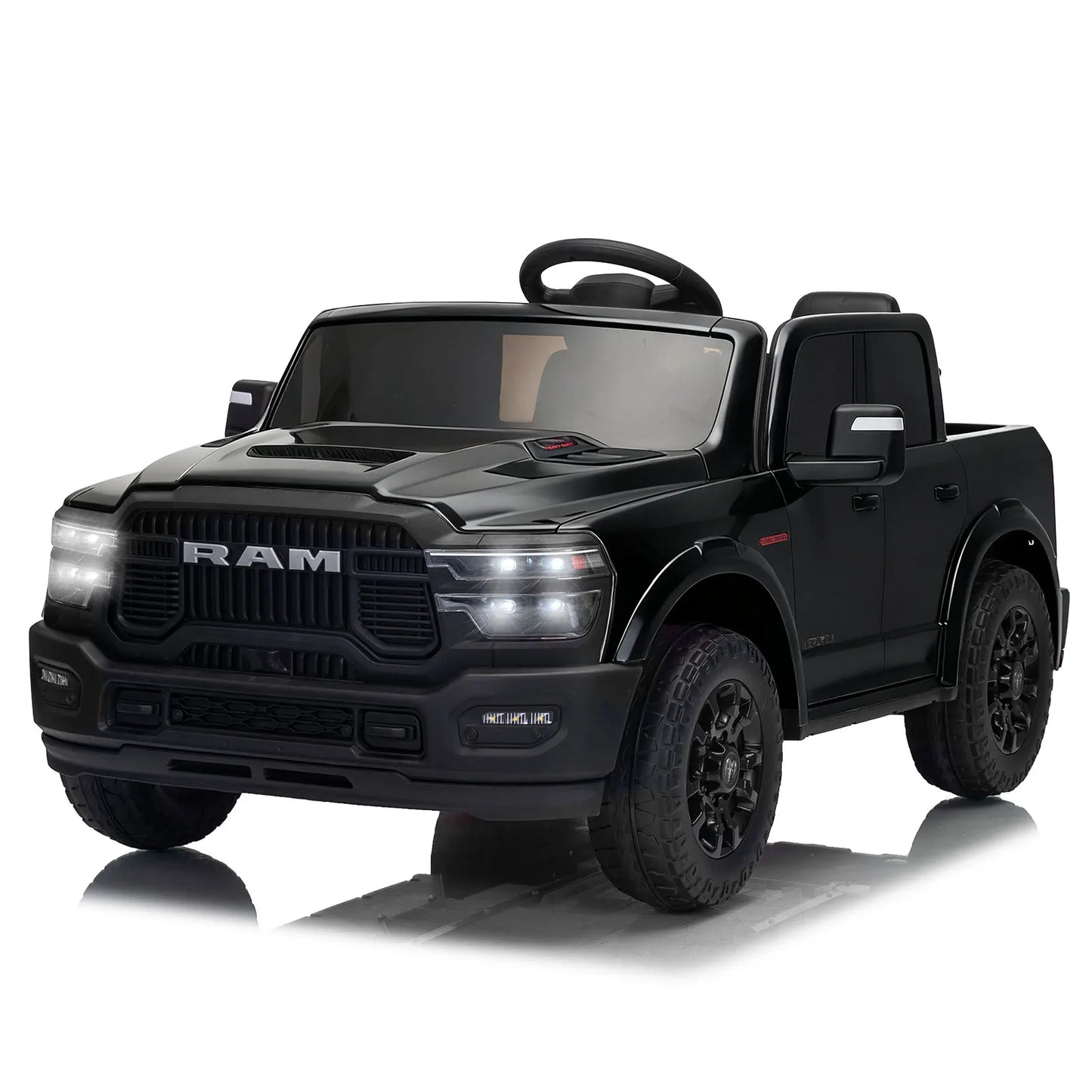 KerryYoo SQ7 Licensed RAM 24V Ride on Truck for Big Kids, 2 Seater Electric Car with Remote Control, Storage Bed - Pink