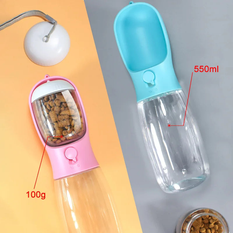 Travel Portable Dog Water Bottle with Food Storage Box Silicone Bowls 2024 New Material Pet Outdoor Safe and Non-toxic PVC
