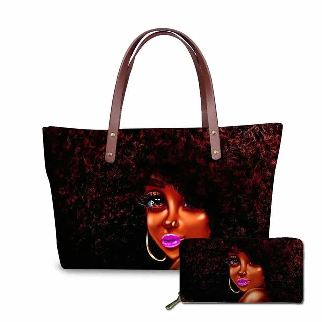 Top Seller Cheap Price Customize Design 2 Pcs Set African Print Women Shoulder Bag Handbag Fancy Beach Handbags for Women Luxury