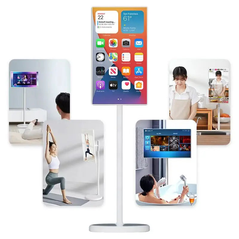 24-Inch Android Smart Flat Touch Screen TV with HD Camera 12V Rechargeable Portable IPTV WLED Backlight US Warehouse