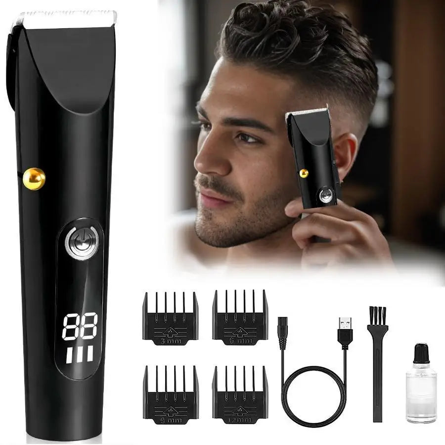 Professional Cordless High-Performance Men's Hair Clippers Rechargeable Barber Hair Cutter for Household Use