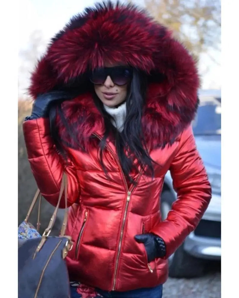 Liu Ming Oem Odm Winter Women Clothing Fashion Hood Faux Fur Collar Outwear Parkas Ladies Jacket Plus Size Coat