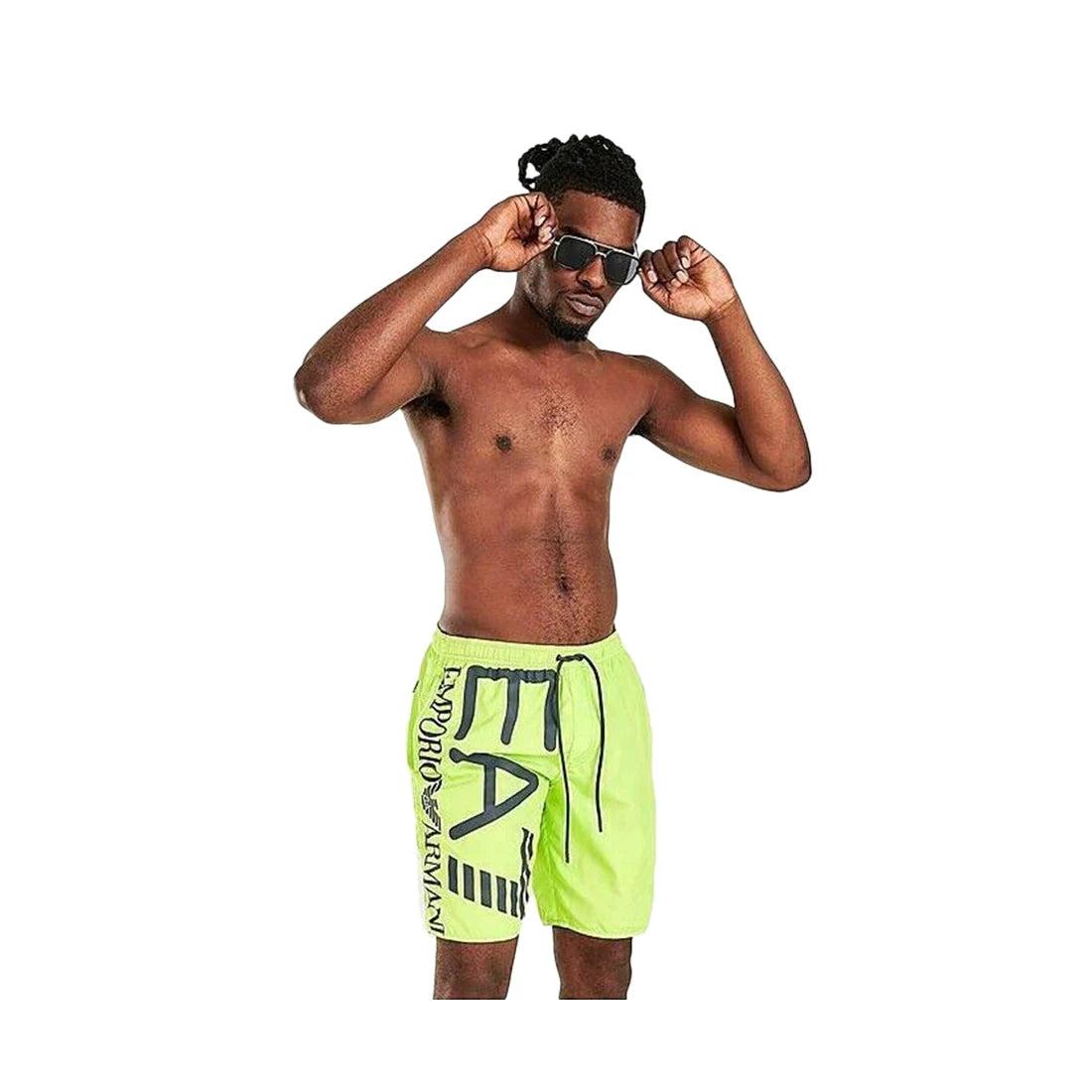 Emporio Armani EA7 Bermuda Short Mens Active Shorts Color: Volt/Black | 100% Authentic