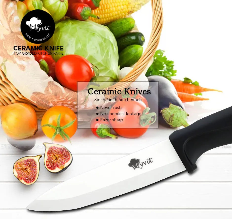 Ceramic Knives Kitchen Knive 3 4 5 6 inch Chef Paring Utility Slicing Bread Knife +Peeler Zirconia White Blade Cooking Tool