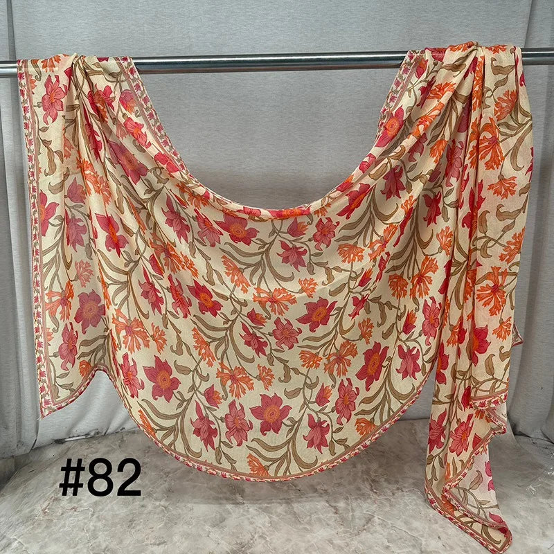 Soft Breathable Modal Hijab for Muslim Women New Digital Printed Woven Scarf Cotton Modal for Autumn