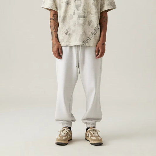 Lounge Wear Light Fleece Cuffed Leg Loose Men Sweatpants Baggy and Hoodie Set