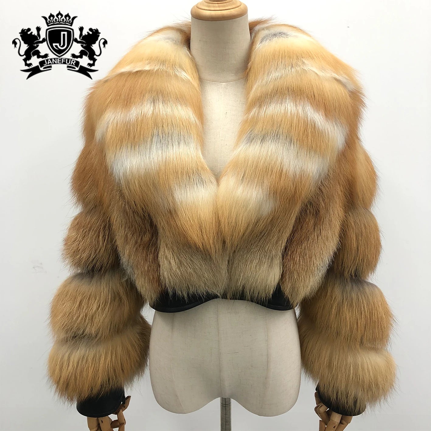 Janefur Fashion Warm Winter Full Pelt Red Fox Jacket for Women Thicken High Quality Genuine Real Fur Women Coat Red Fox Coat