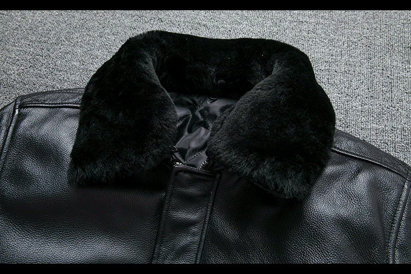Air Force Flight Jacket Fur Collar Genuine Top Layer Cow Leather Jacket Men Black Brown Cow Coat Men's Winter Jacket 정품 가죽